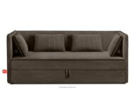 Łóżko dla nastolatka typu sofa w tkaninie sztruks 90 cm brązowy