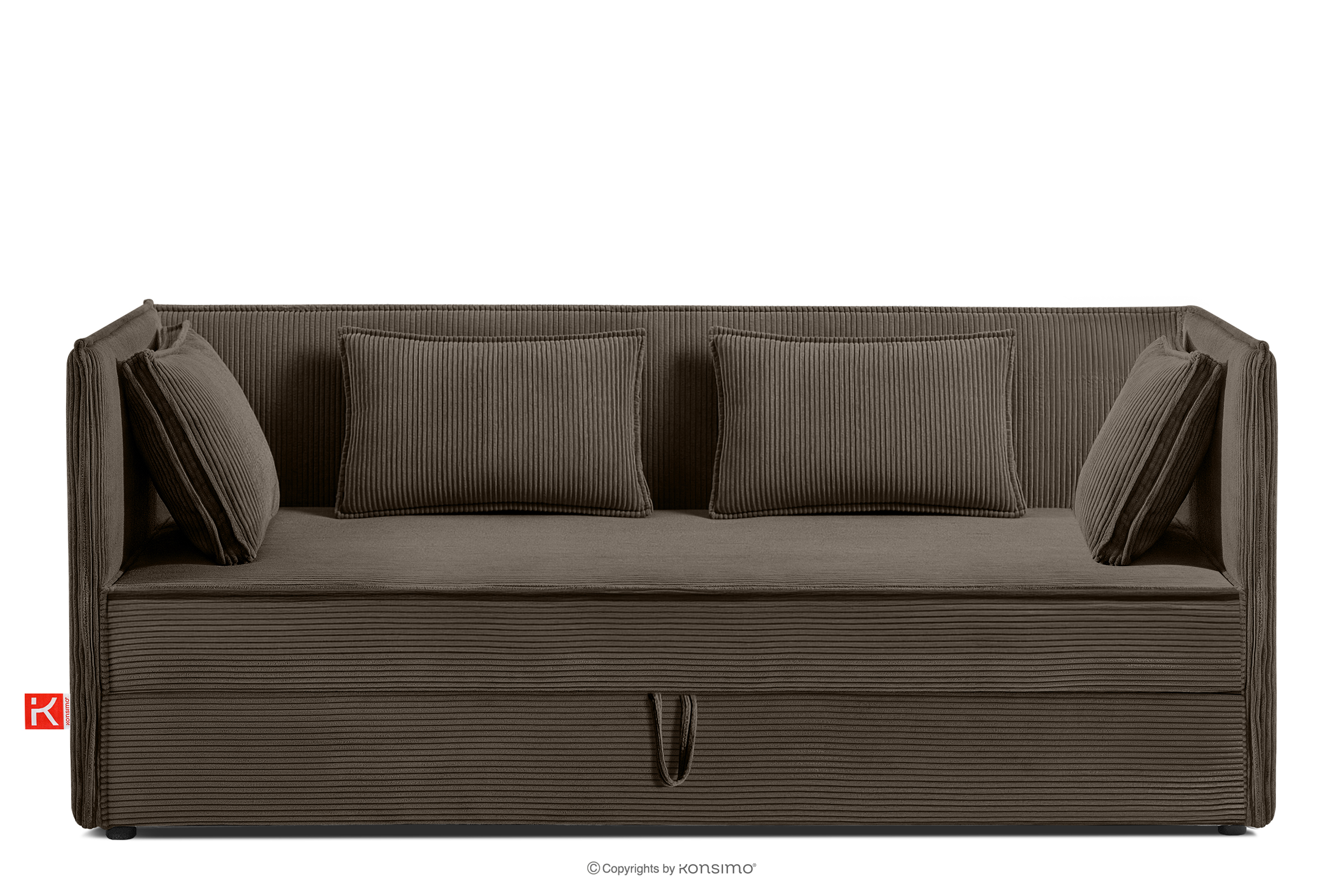 Łóżko dla nastolatka typu sofa w tkaninie sztruks 90 cm brązowy