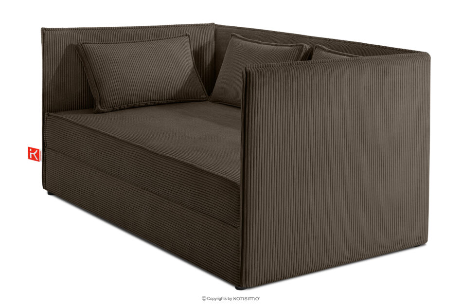 ROTI Łóżko dla nastolatka typu sofa w tkaninie sztruks 90 cm brązowy brązowy - zdjęcie 2