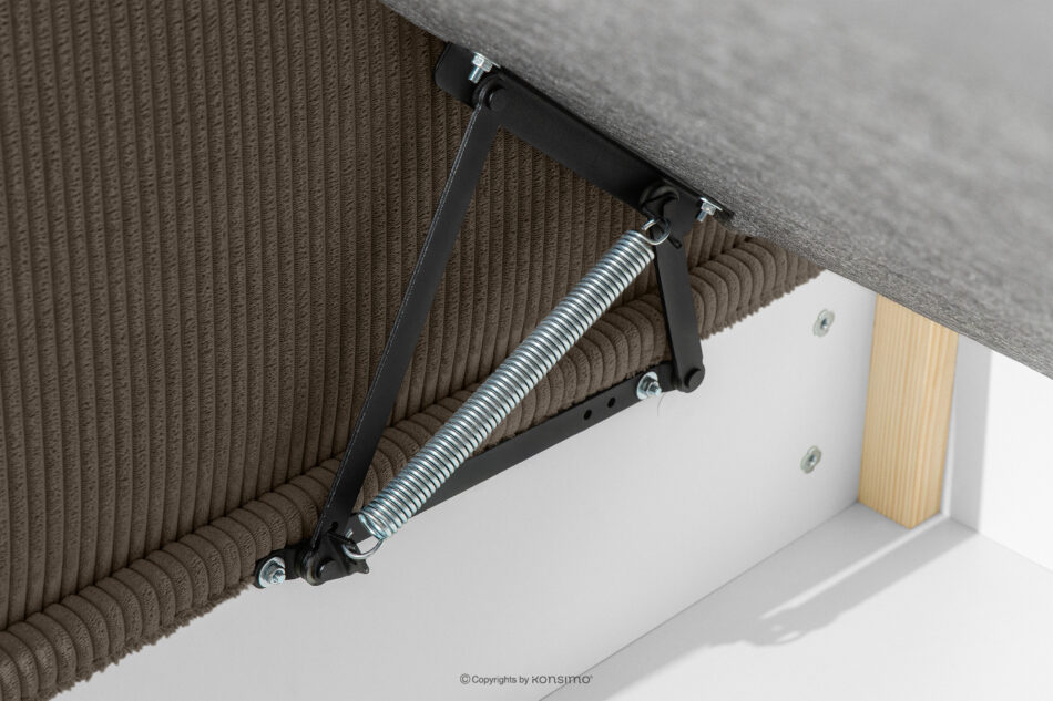 ROTI Łóżko dla nastolatka typu sofa w tkaninie sztruks 90 cm brązowy brązowy - zdjęcie 6