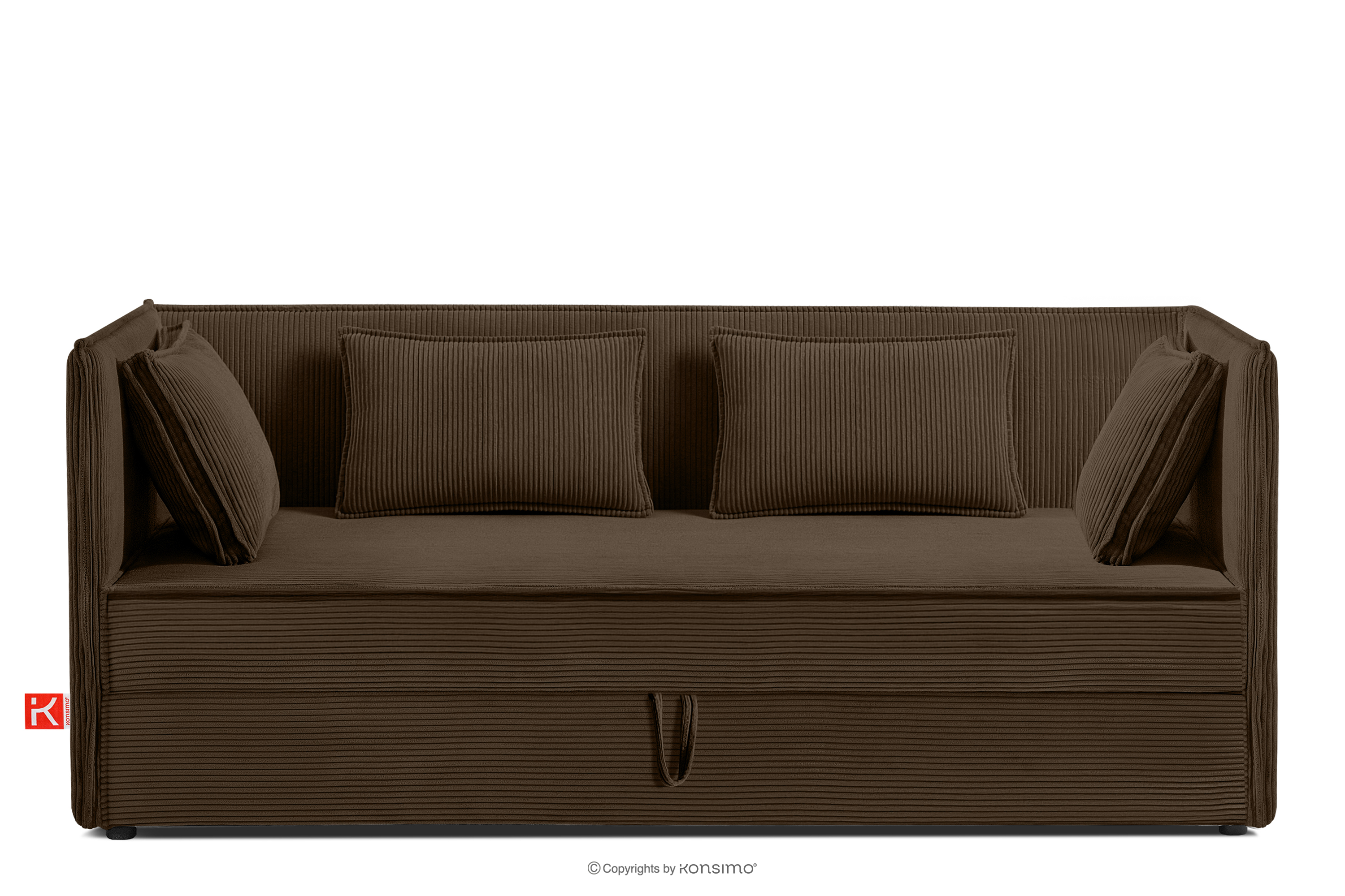 Łóżko z oparciem typu sofa w tkaninie sztruks 90 cm ciemny brązowy