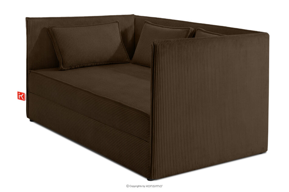 ROTI Łóżko z oparciem typu sofa w tkaninie sztruks 90 cm ciemny brązowy ciemny brązowy - zdjęcie 2