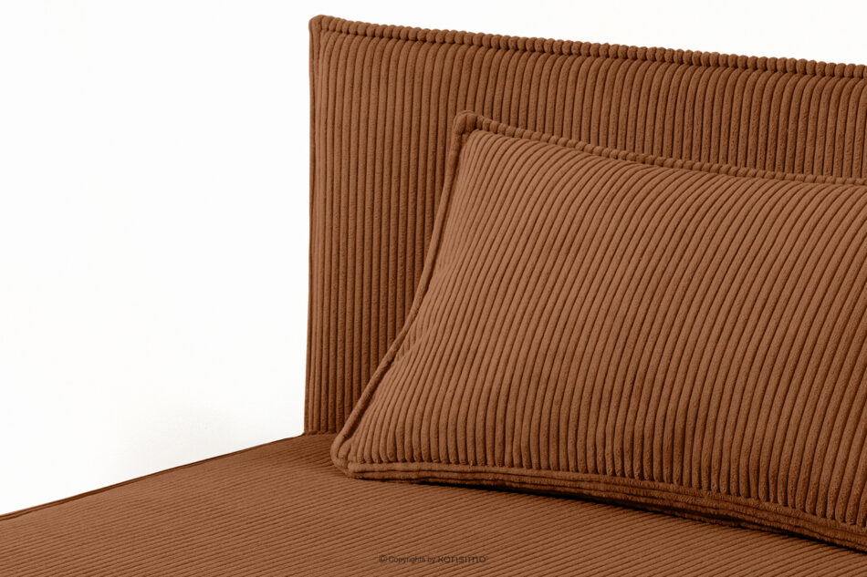 ROTI Łóżko z oparciem typu sofa w tkaninie sztruks 90 cm rudy rudy - zdjęcie 5