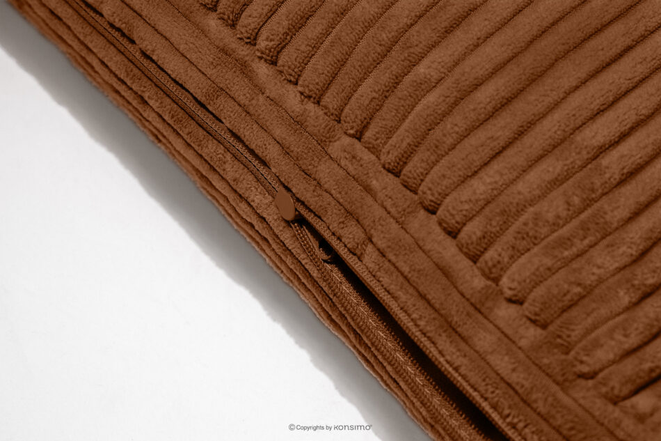 ROTI Łóżko z oparciem typu sofa w tkaninie sztruks 90 cm rudy rudy - zdjęcie 10