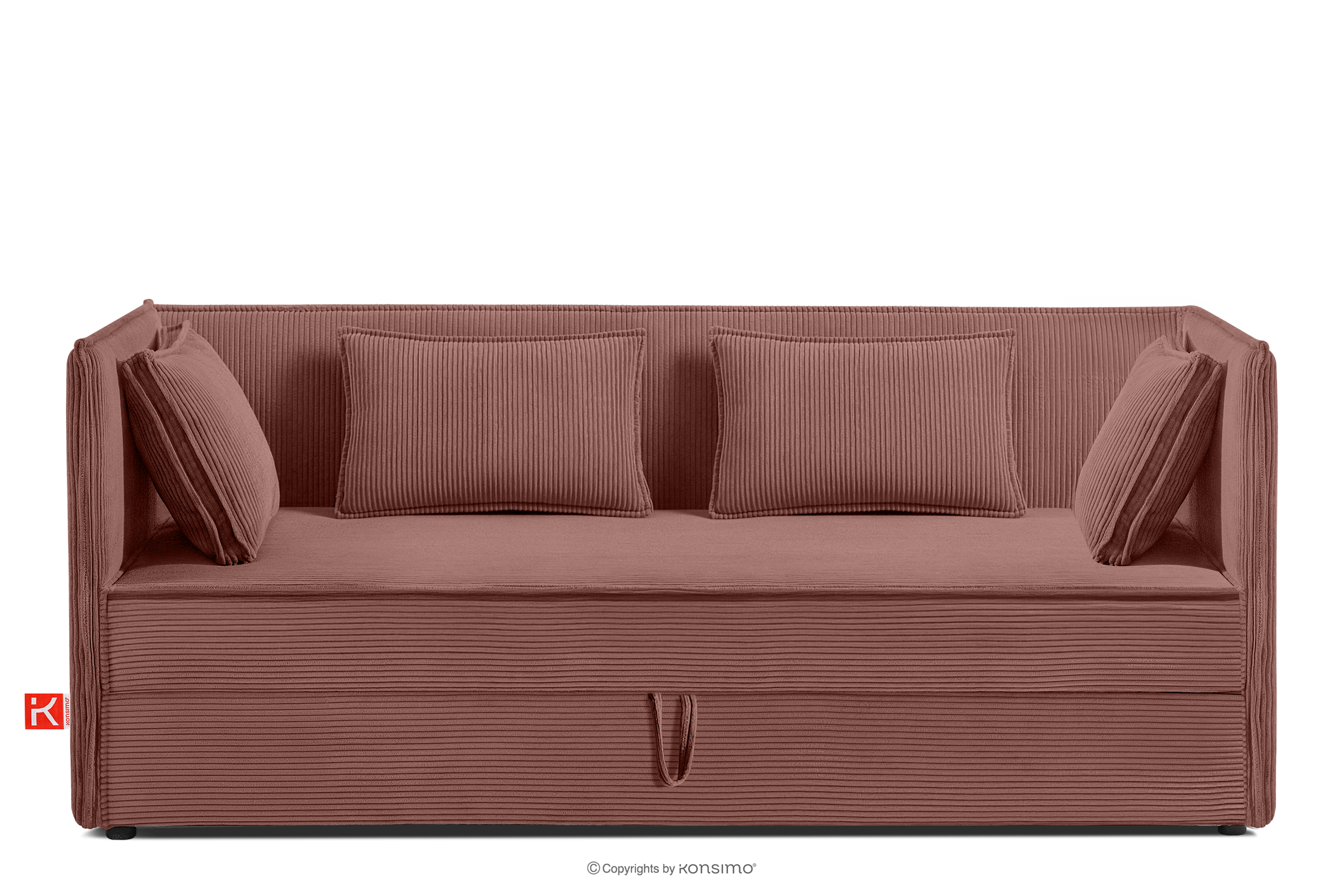 Łóżko z oparciem typu sofa w tkaninie sztruks 90 cm różowy