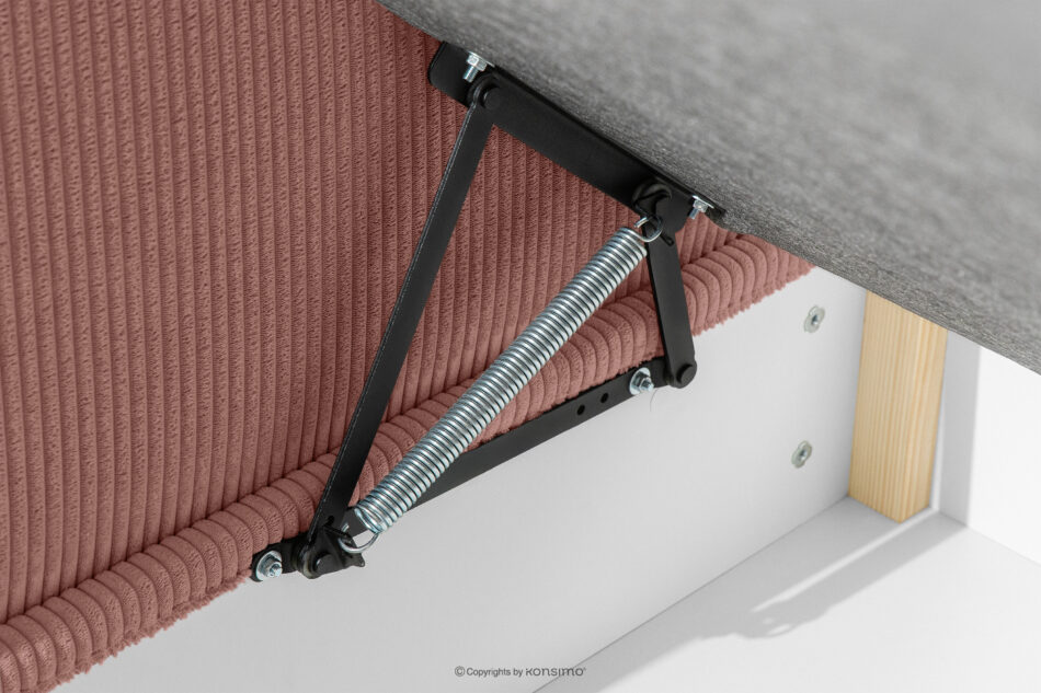 ROTI Łóżko z oparciem typu sofa w tkaninie sztruks 90 cm różowy różowy - zdjęcie 6