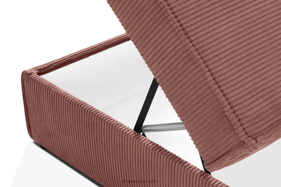 ROTI Łóżko z oparciem typu sofa w tkaninie sztruks 90 cm różowy różowy - zdjęcie 11