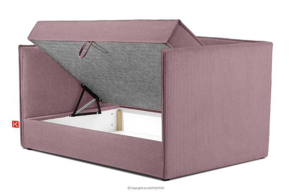 ROTI Łóżko z oparciem typu sofa w tkaninie sztruks 90 cm jasny fioletowy jasny fioletowy - zdjęcie 4