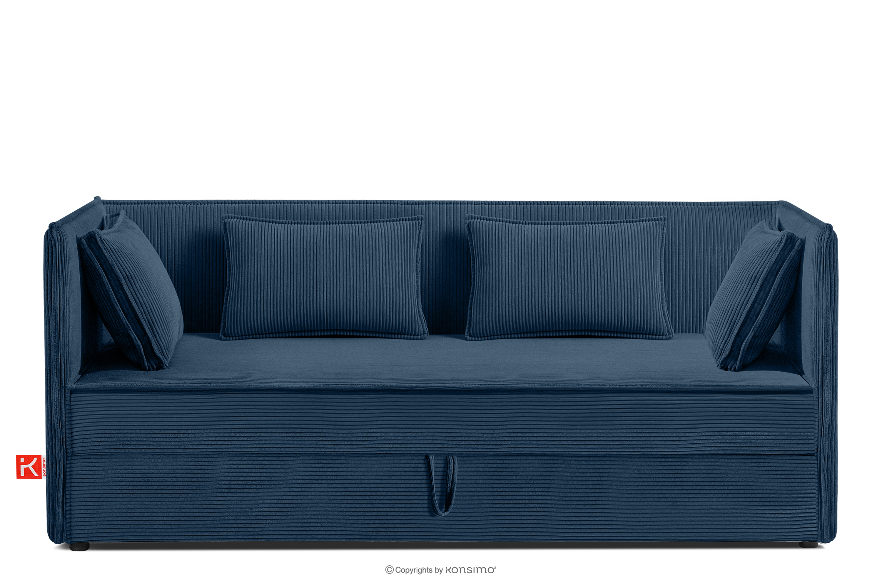 Łóżko z oparciem typu sofa w tkaninie sztruks 90 cm granatowy