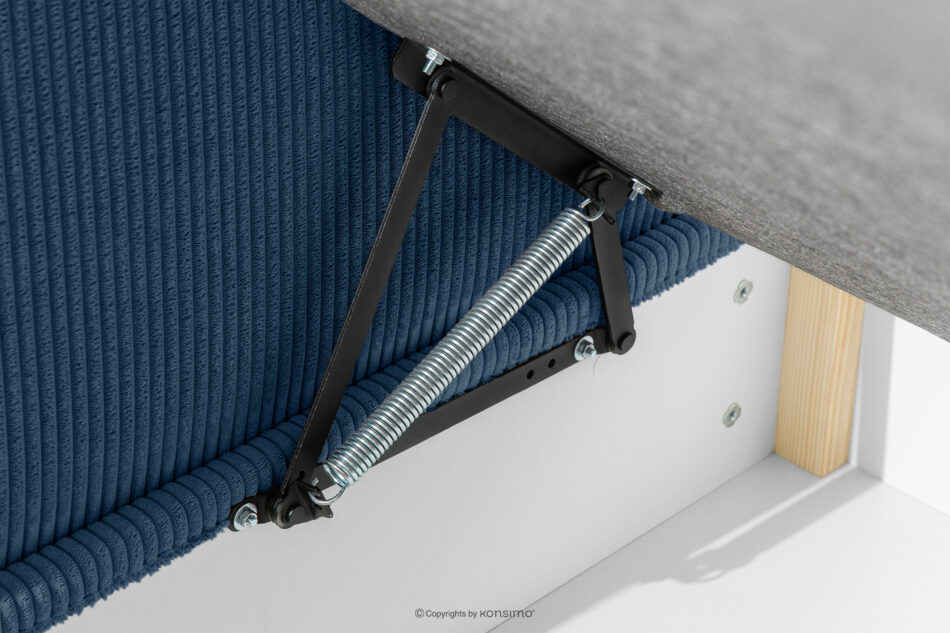 ROTI Łóżko z oparciem typu sofa w tkaninie sztruks 90 cm granatowy granatowy - zdjęcie 6