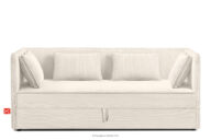 Łóżko z oparciem typu sofa w tkaninie sztruks 90 cm ecru