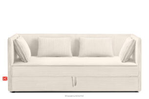 ROTI, https://konsimo.pl/kolekcja/roti/ Łóżko z oparciem typu sofa w tkaninie sztruks 90 cm ecru ecru - zdjęcie