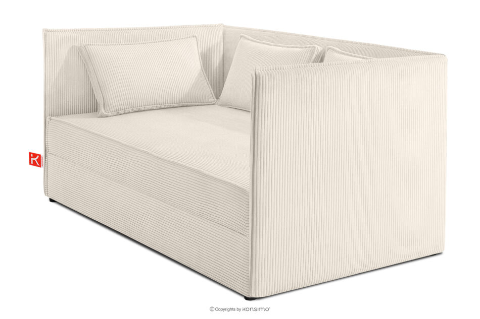 ROTI Łóżko z oparciem typu sofa w tkaninie sztruks 90 cm ecru ecru - zdjęcie 2