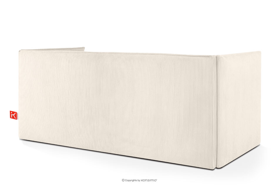 ROTI Łóżko z oparciem typu sofa w tkaninie sztruks 90 cm ecru ecru - zdjęcie 3