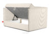 ROTI Łóżko z oparciem typu sofa w tkaninie sztruks 90 cm ecru ecru - zdjęcie 5