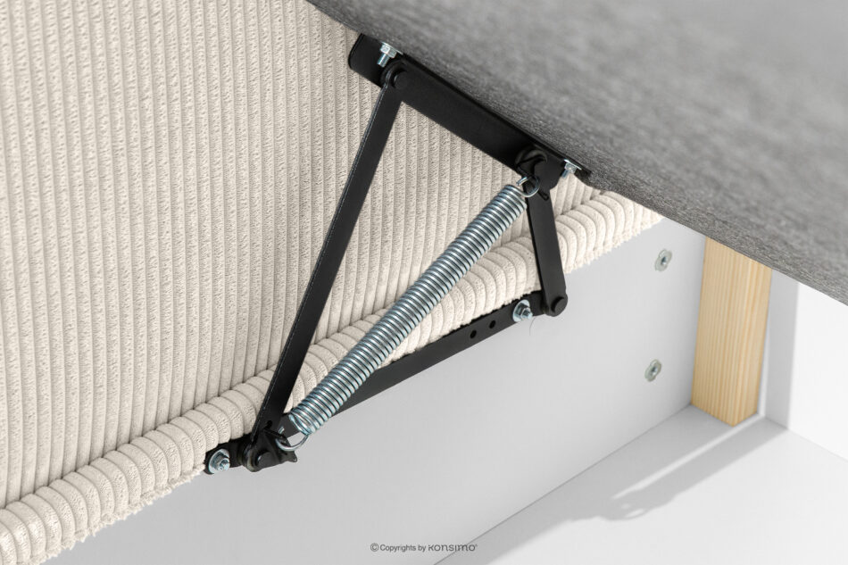 ROTI Łóżko z oparciem typu sofa w tkaninie sztruks 90 cm ecru ecru - zdjęcie 6