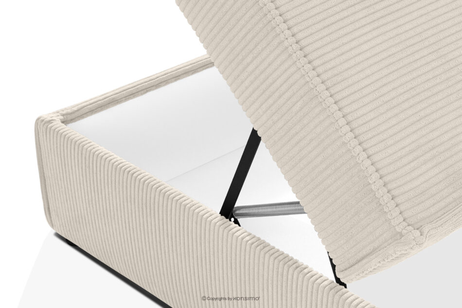 ROTI Łóżko z oparciem typu sofa w tkaninie sztruks 90 cm ecru ecru - zdjęcie 11