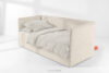 ROTI Łóżko z oparciem typu sofa w tkaninie sztruks 90 cm ecru ecru - zdjęcie 2