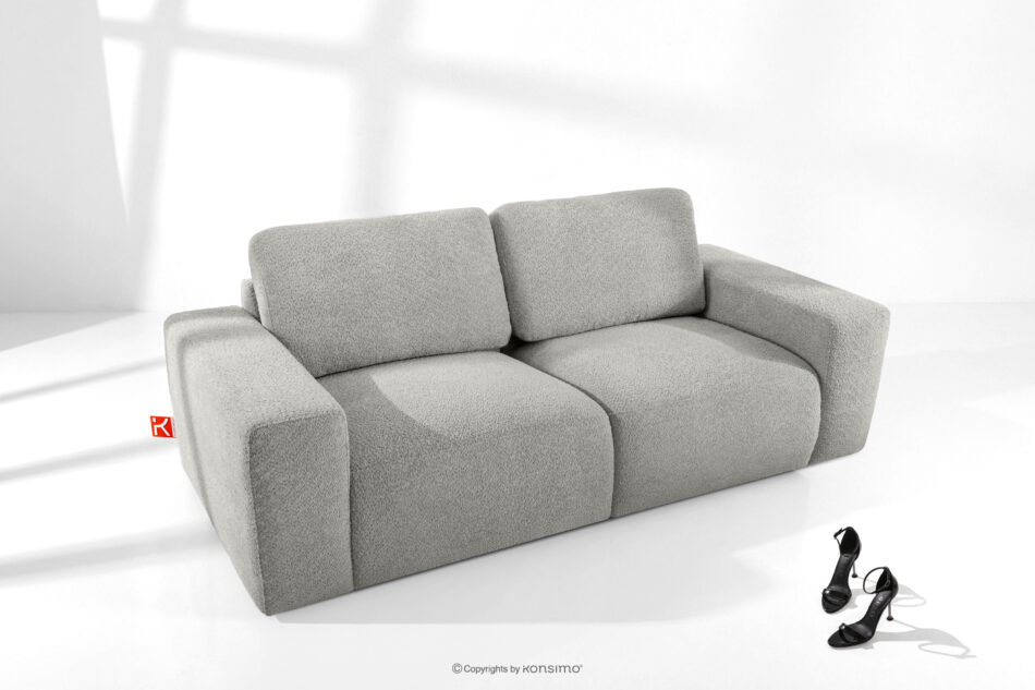ZUCCO Sofa dwuosobowa modułowa w tkaninie boucle jasny popielaty jasny popielaty - zdjęcie 1