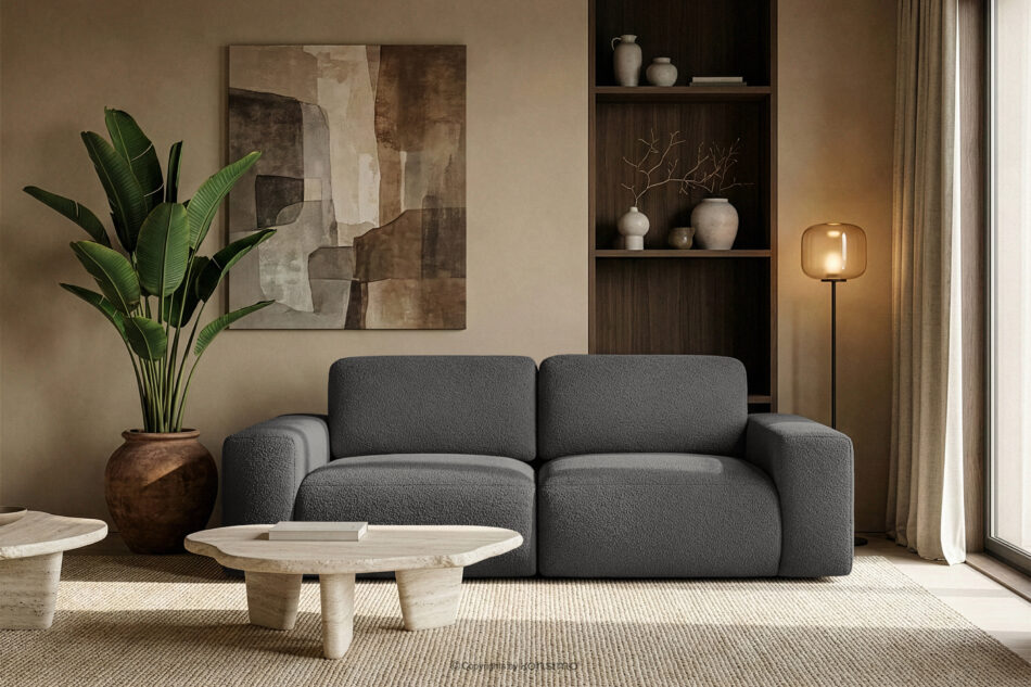 ZUCCO Sofa dwuosobowa modułowa w tkaninie boucle grafitowy grafitowy - zdjęcie 10