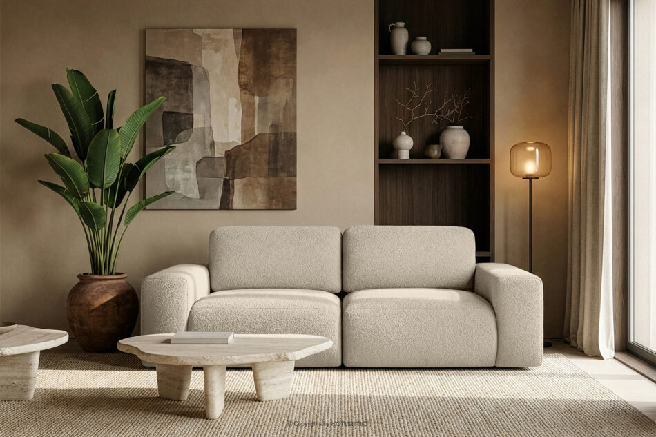 ZUCCO Sofa dwuosobowa modułowa w tkaninie boucle jasny beżowy jasny beżowy - zdjęcie 10