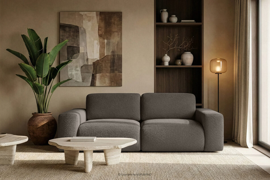 ZUCCO Sofa dwuosobowa modułowa w tkaninie boucle ciemny brązowy ciemny brązowy - zdjęcie 10