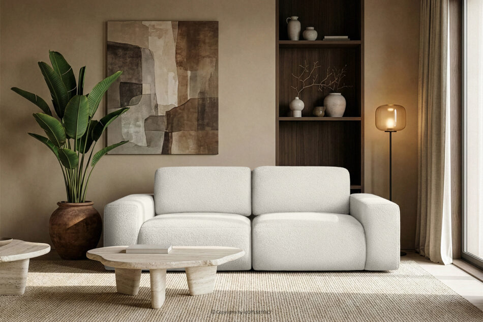 ZUCCO Sofa dwuosobowa modułowa w tkaninie boucle ecru ecru - zdjęcie 10