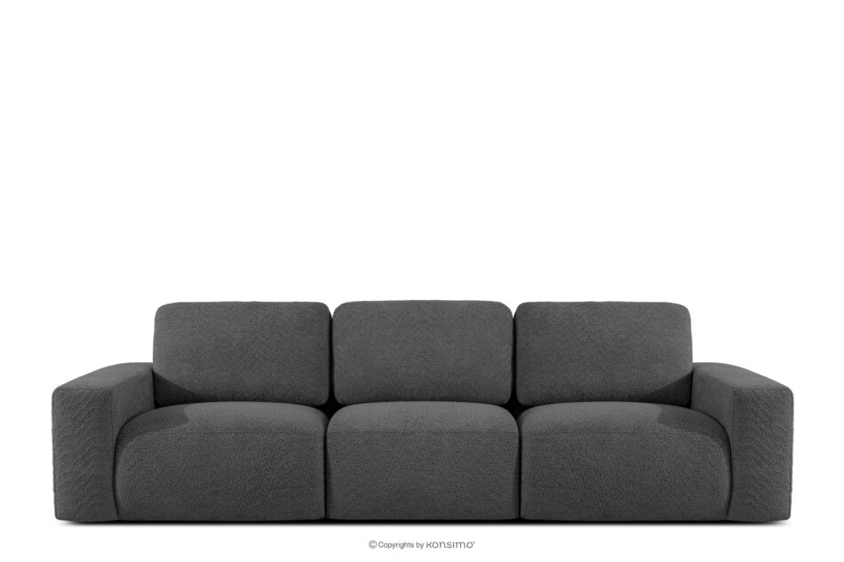 ZUCCO Sofa trzyosobowa modułowa w tkaninie boucle grafitowy grafitowy - zdjęcie 0