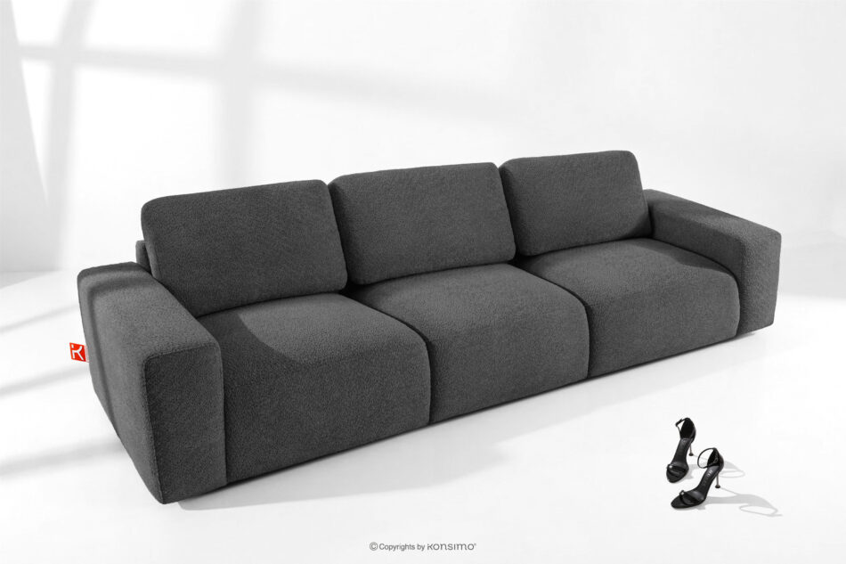 ZUCCO Sofa trzyosobowa modułowa w tkaninie boucle grafitowy grafitowy - zdjęcie 1