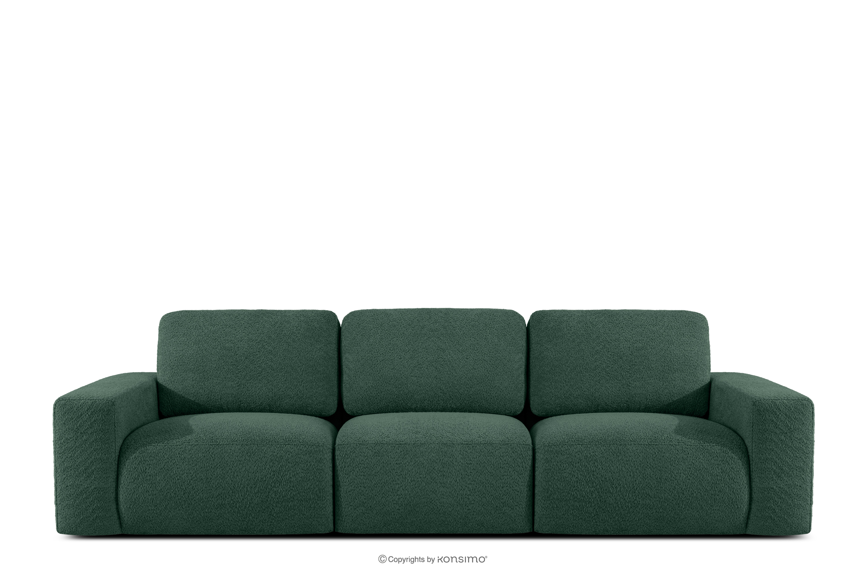 Sofa trzyosobowa modułowa w tkaninie boucle zielony