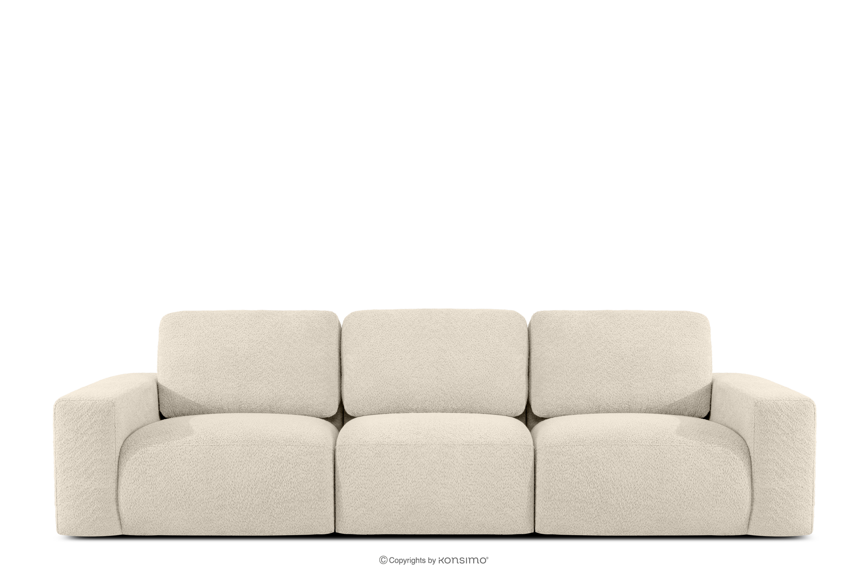 Sofa trzyosobowa modułowa w tkaninie boucle jasny beżowy