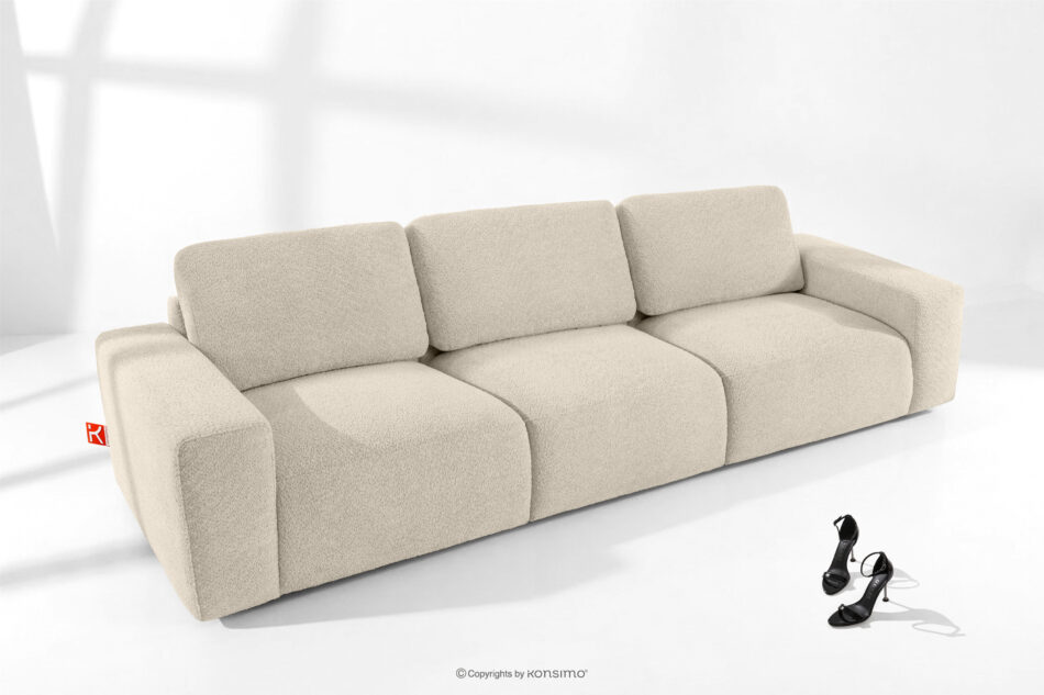 ZUCCO Sofa trzyosobowa modułowa w tkaninie boucle jasny beżowy jasny beżowy - zdjęcie 1
