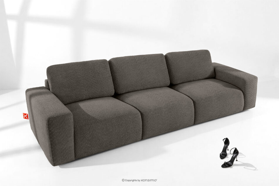 ZUCCO Sofa trzyosobowa modułowa w tkaninie boucle ciemny brązowy ciemny brązowy - zdjęcie 1
