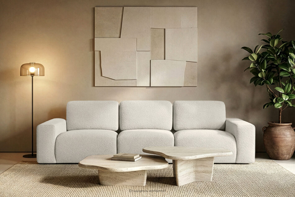 ZUCCO Sofa trzyosobowa modułowa w tkaninie boucle ecru ecru - zdjęcie 10