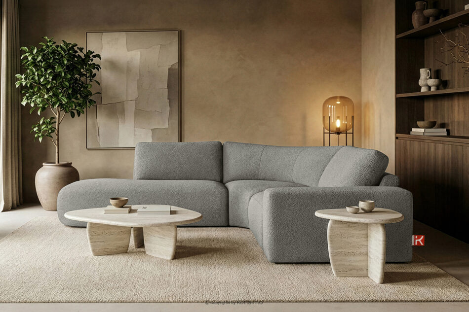 ZUCCO Narożnik modułowy w tkaninie boucle lewy ciemny popielaty ciemny popielaty - zdjęcie 11