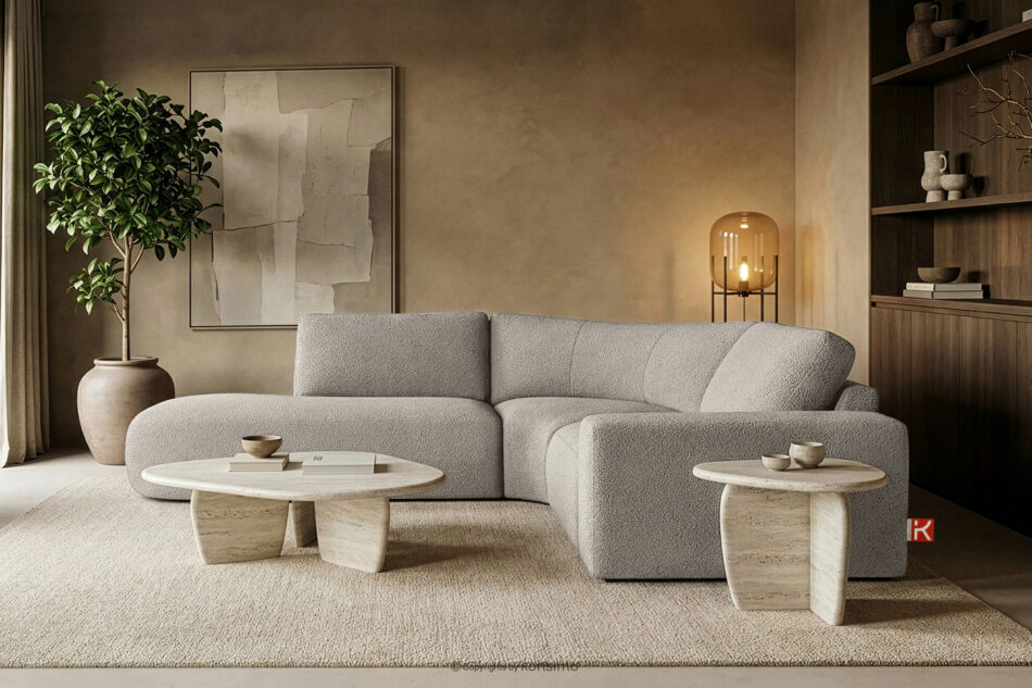 ZUCCO Narożnik modułowy w tkaninie boucle lewy brązowy brązowy - zdjęcie 11