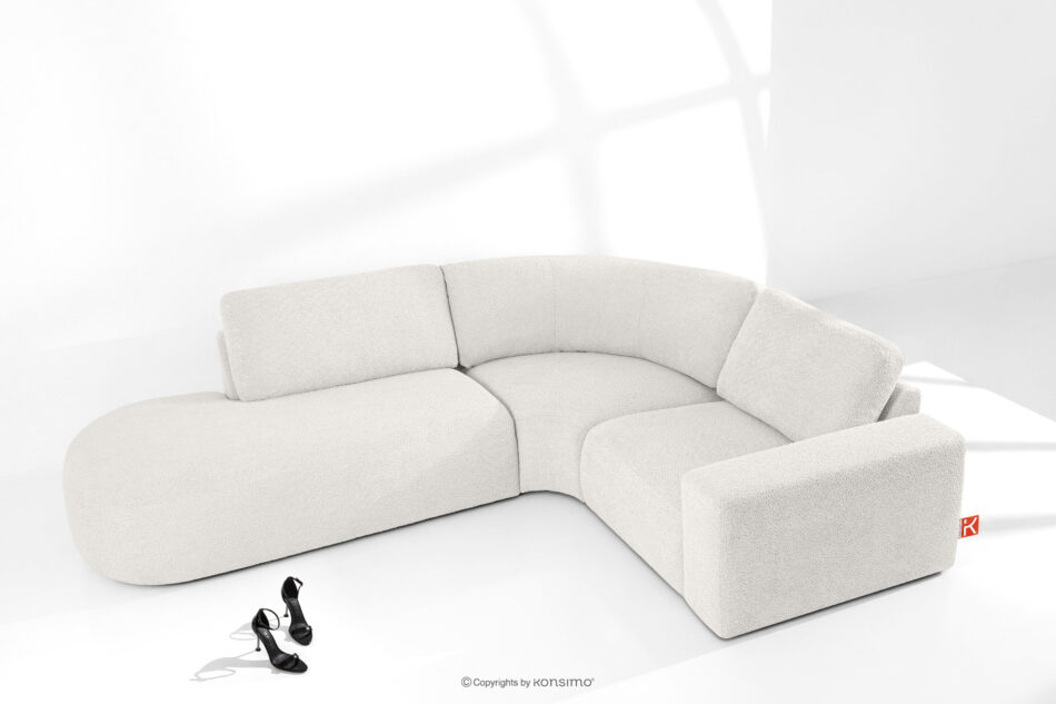 ZUCCO Narożnik modułowy w tkaninie boucle lewy ecru ecru - zdjęcie 1