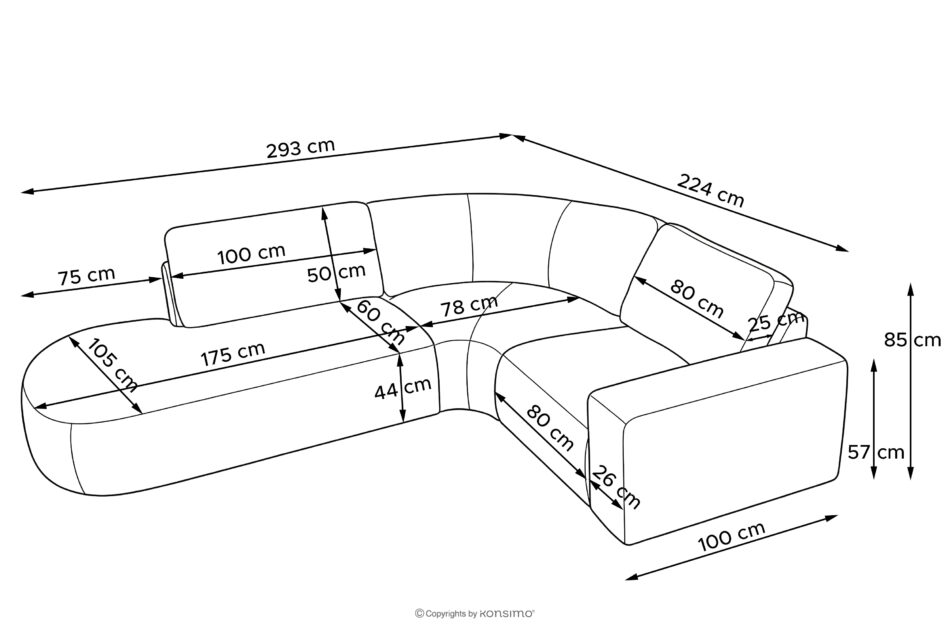 ZUCCO Narożnik modułowy w tkaninie boucle lewy ecru ecru - zdjęcie 12