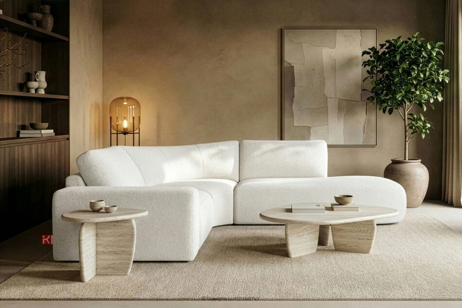 ZUCCO Narożnik modułowy w tkaninie boucle prawy ecru ecru - zdjęcie 11