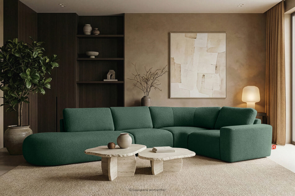 ZUCCO Nrożnik modułowy w organicznym kształcie tkanina boucle lewy zielony zielony - zdjęcie 11