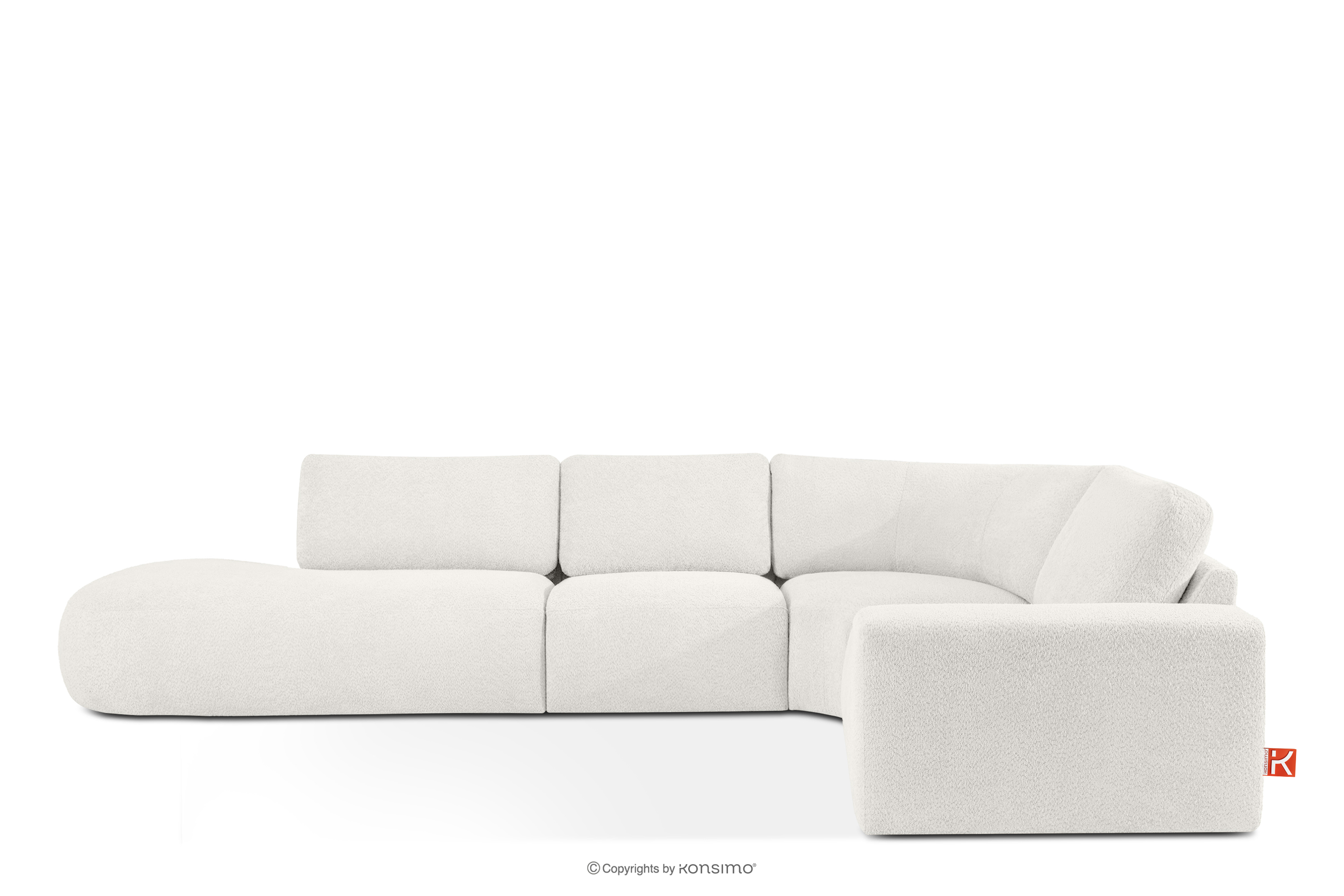 Nrożnik modułowy w organicznym kształcie tkanina boucle lewy ecru ZUCCO