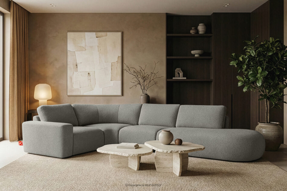 ZUCCO Nrożnik modułowy w organicznym kształcie tkanina boucle prawy ciemny popielaty ciemny popielaty - zdjęcie 11