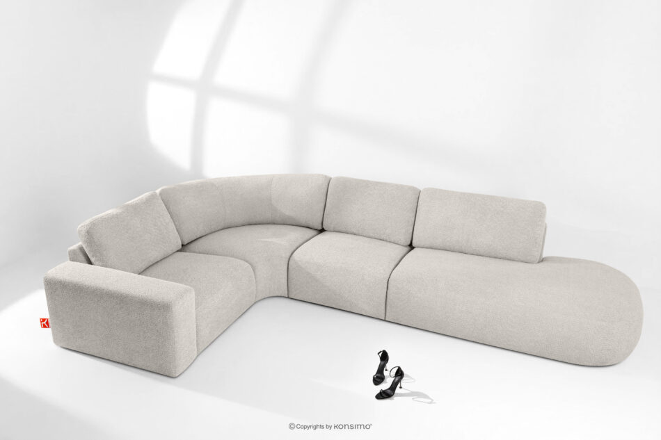 ZUCCO Nrożnik modułowy w organicznym kształcie tkanina boucle prawy brązowy brązowy - zdjęcie 1