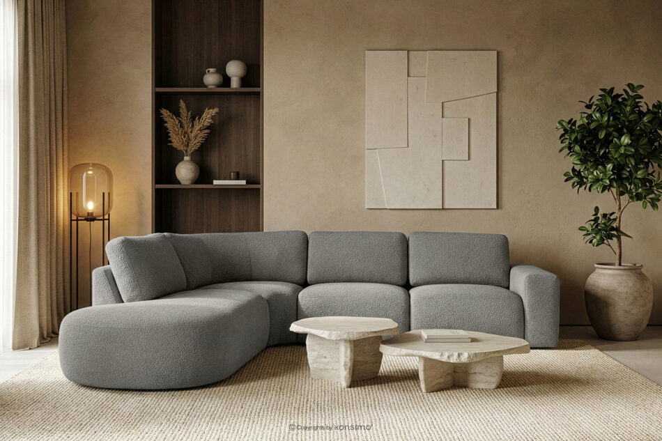 ZUCCO Duży narożnik modułowy w tkaninie boucle lewy ciemny popielaty ciemny popielaty - zdjęcie 10