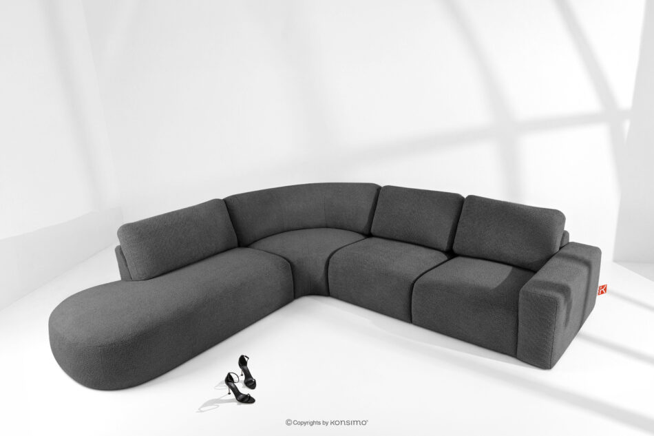 ZUCCO Duży narożnik modułowy w tkaninie boucle lewy grafitowy grafitowy - zdjęcie 1