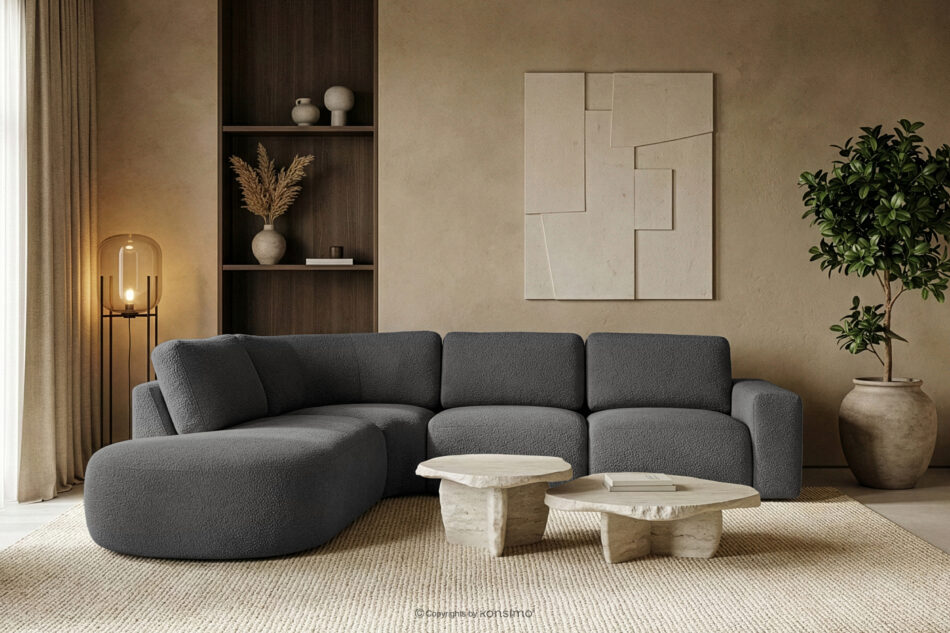 ZUCCO Duży narożnik modułowy w tkaninie boucle lewy grafitowy grafitowy - zdjęcie 11