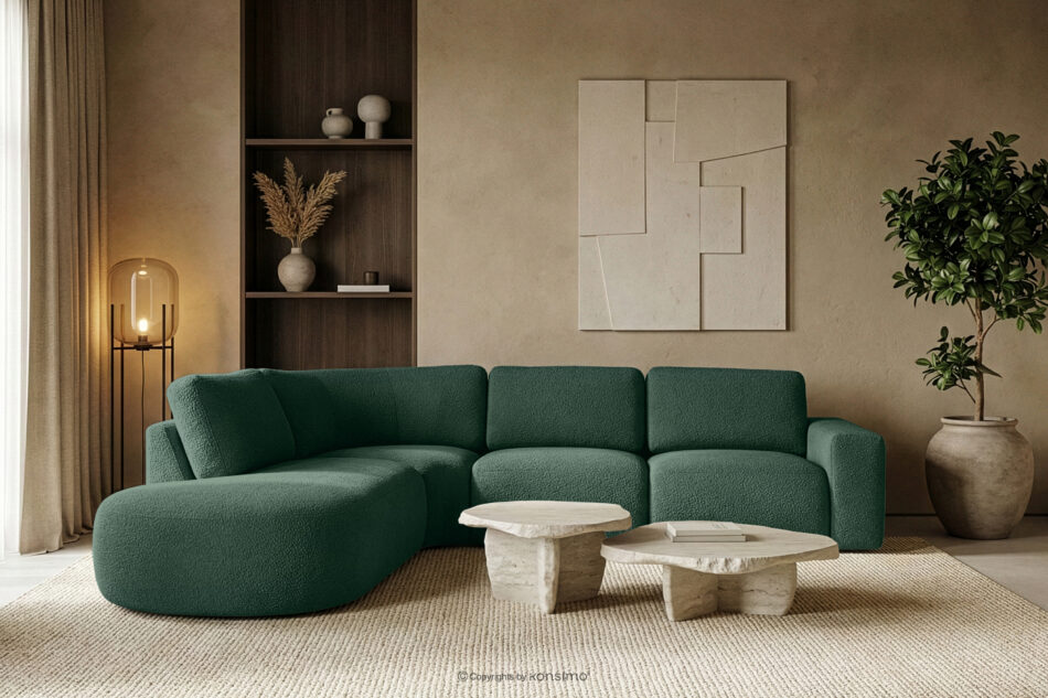 ZUCCO Duży narożnik modułowy w tkaninie boucle lewy zielony zielony - zdjęcie 11