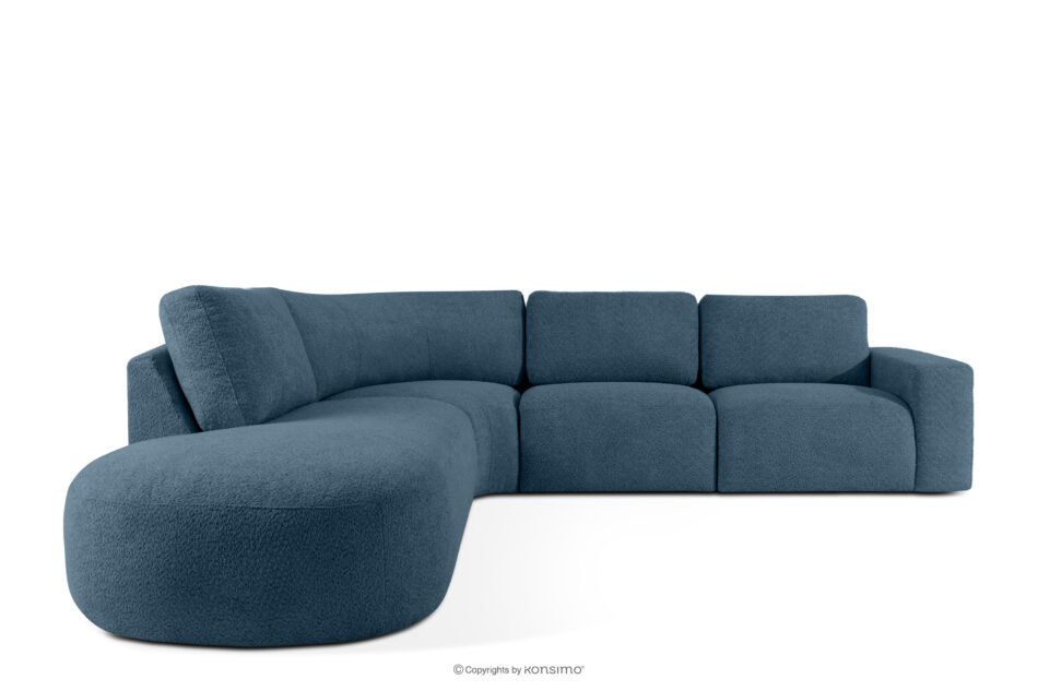 ZUCCO Duży narożnik modułowy w tkaninie boucle lewy ciemny niebieski ciemny niebieski - zdjęcie 0
