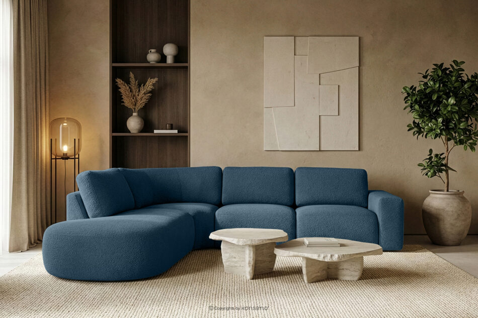 ZUCCO Duży narożnik modułowy w tkaninie boucle lewy ciemny niebieski ciemny niebieski - zdjęcie 11