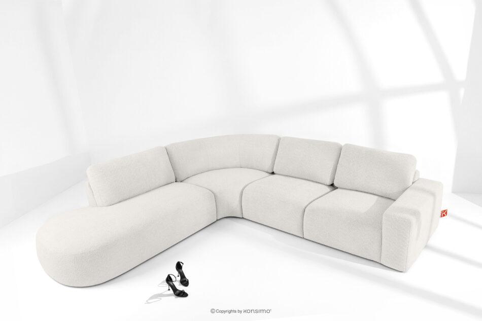 ZUCCO Duży narożnik modułowy w tkaninie boucle lewy ecru ecru - zdjęcie 1